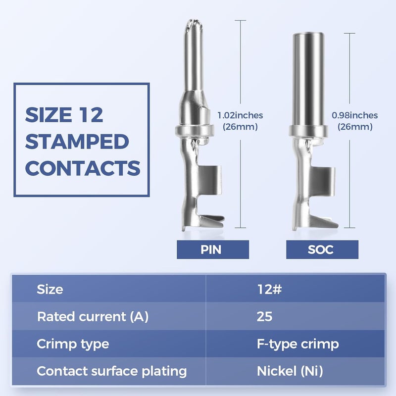 Deutusacc 48 PCS Deutsch DTP Connector Kit 4 Pin Automotive Waterproof Connectors 4 sets with Size 12 Stamped Contacts Gauge 14-12 AWG Wire Size,25A - Image 5